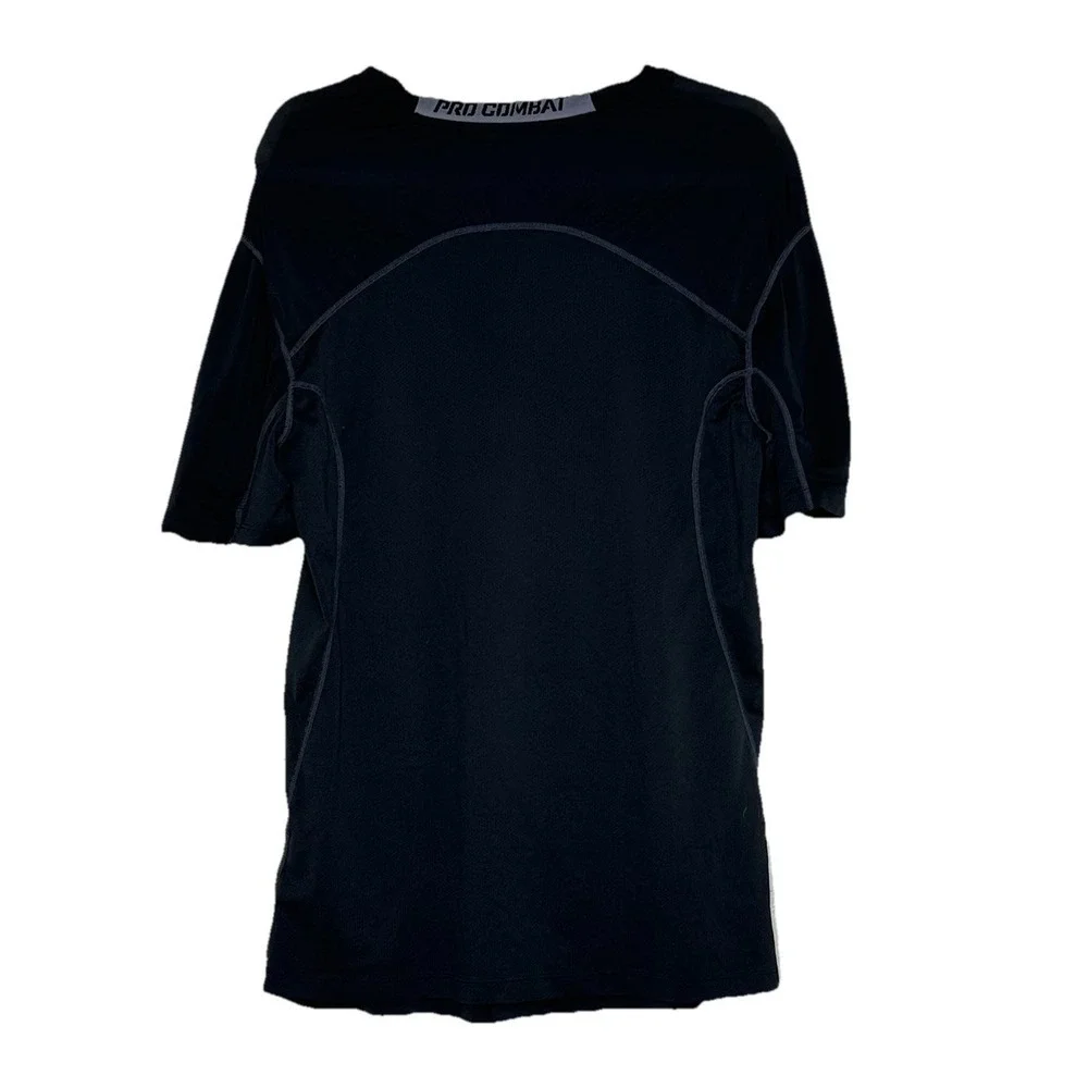 Nike Pro Combat Shirt Large Black Gray Compression Performance Swoosh Drifit Men